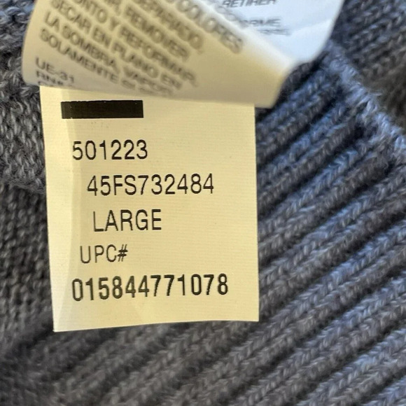 IZOD Mens Large Sweater Fair Isle Pullover 1/4 button up Knitted Blue BluishGray - Picture 8 of 9